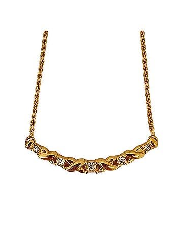 Christian Dior Christian Dior Vintage Rhinestone Chain Necklace, GP Gold Color, Women's (view 1)