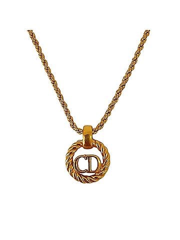 Christian Dior Christian Dior Vintage CD Logo Chain Pendant Necklace, GP Gold Color, Women's (view 1)