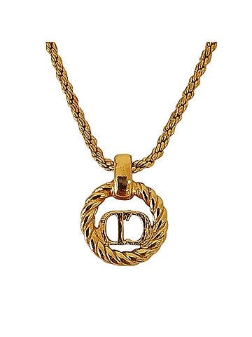 Christian Dior Christian Dior Vintage CD Logo Chain Pendant Necklace, GP Gold Color, Women's (view 2)