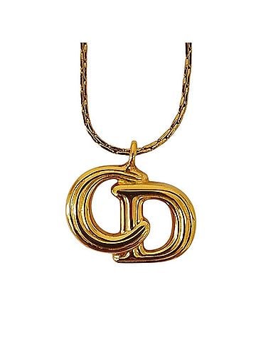 Christian Dior Christian Dior Vintage CD Logo Necklace + Earrings 2-Piece Set, GP Gold Color, Women's (view 2)