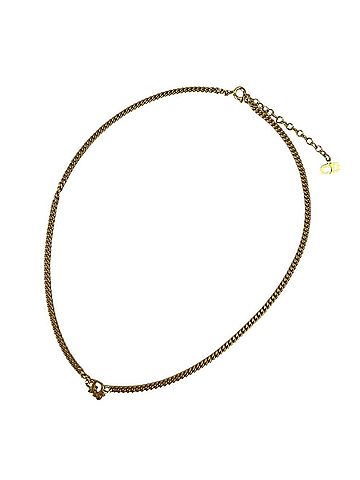 Christian Dior Christian Dior Vintage Logo Cuban Link Chain Necklace, GP Gold Color, Women's (view 2)
