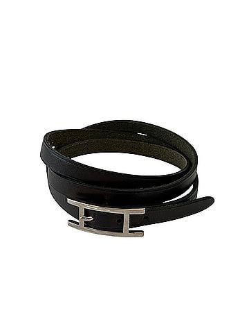 Hermès HERMES Api 3 Triple Strand Leather Bracelet, Black with Silver Hardware, Men's &amp; Women's (view 1)
