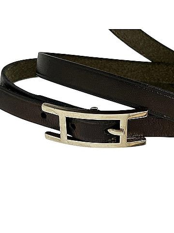 Hermès HERMES Api 3 Triple Strand Leather Bracelet, Black with Silver Hardware, Men's &amp; Women's (view 2)
