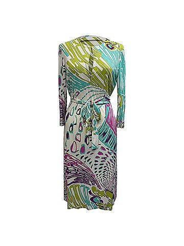 Emilio Pucci Emilio Pucci Graphic-Print Tie-Waist Midi Dress in Multicolor Viscose (view 1)