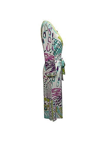 Emilio Pucci Emilio Pucci Graphic-Print Tie-Waist Midi Dress in Multicolor Viscose (view 2)
