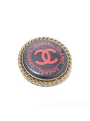 Chanel CHANEL brooch, Coco Mark, gold and black metal, for women. (view 1)