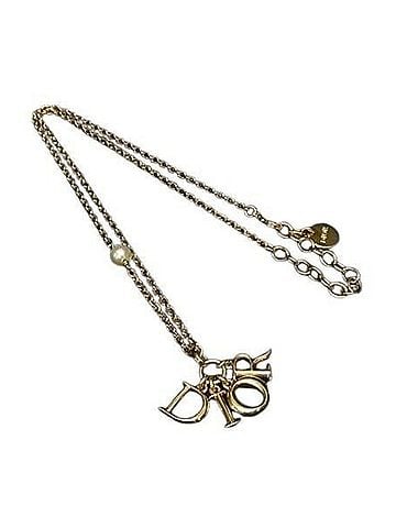 Christian Dior Christian Dior Swing Necklace, Gold Metal, Faux Pearl, Women's (view 1)