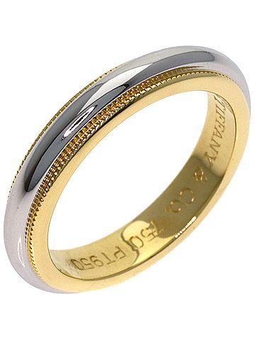 Tiffany & Co. Tiffany &amp; Co. Milgrain Ring, 18K Yellow Gold/PT950, Women's. (view 2)