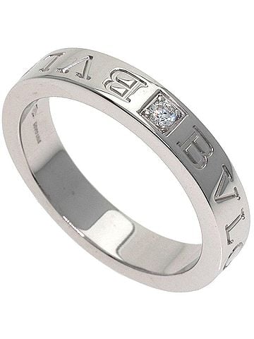 Bvlgari Bulgari Double Logo Diamond Ring, 18K White Gold, Women's BVLGARI (view 1)