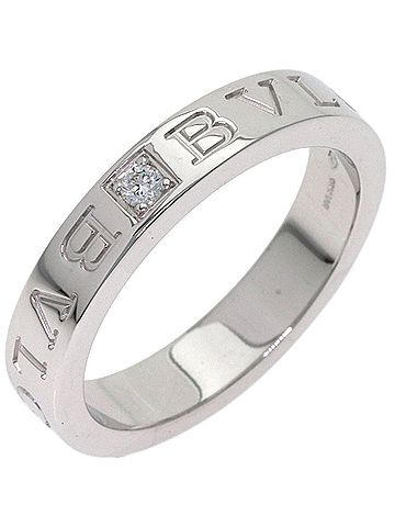Bvlgari Bulgari Double Logo Diamond Ring, 18K White Gold, Women's BVLGARI (view 2)