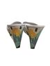 Sam & Libby 100% Leather Floral White Multi Color Wedges Size 6 1/2 - photo 2