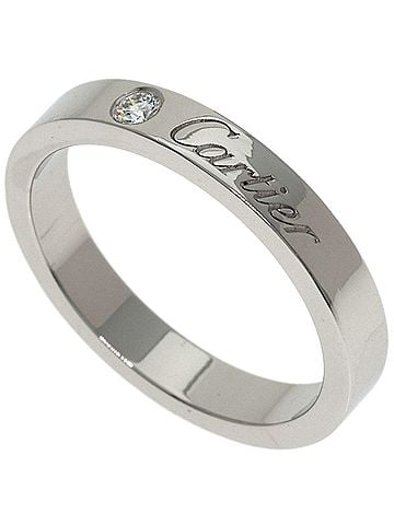 Cartier Cartier C de 1P Diamond Ring #50 Platinum PT950 Women's CARTIER (view 1)