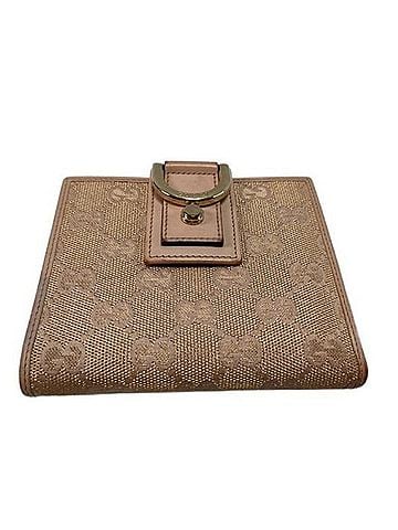 Gucci GUCCI Bi-fold Wallet GG Canvas 154255 Beige Leather Women's (view 1)