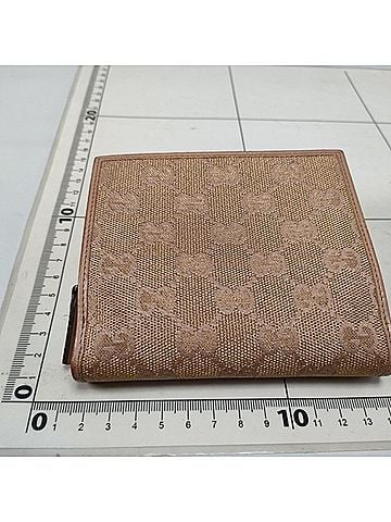 Gucci GUCCI Bi-fold Wallet GG Canvas 154255 Beige Leather Women's (view 2)