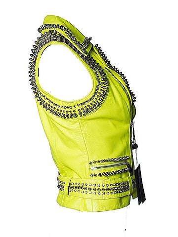 Philipp Plein Philipp Plein, neon yellow leather vest with studs (view 2)