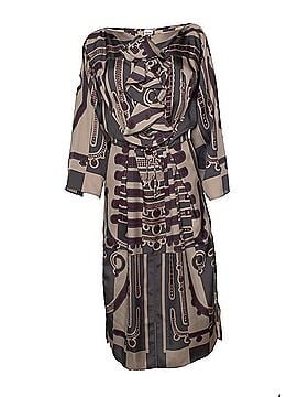 Hermès Hermes, silk ruffled midi dress with belt print (view 1)