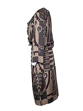 Hermès Hermes, silk ruffled midi dress with belt print (view 2)