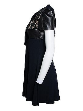 Saint Laurent Saint Laurent, leather trim lace panel dress in black (view 2)