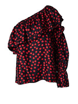 Saint Laurent Saint Laurent, one shoulder polkadot blouse (view 1)