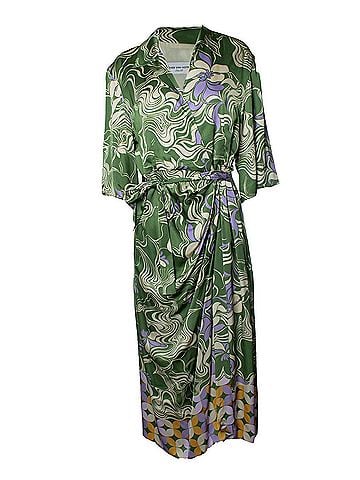 Dries Van Noten Dries van Noten, multi green Dakola wrap dress (view 1)