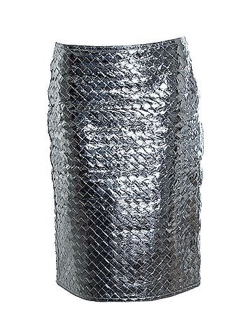 Bottega Veneta Bottega Veneta, Intrecciato laminated leather skirt (view 1)