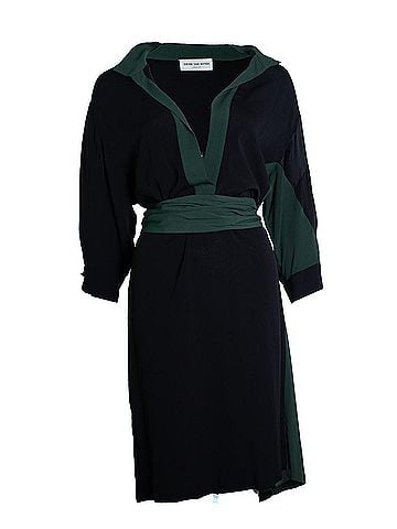 Dries Van Noten Dries van Noten, black and green wrap dress (view 1)