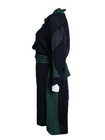 Dries Van Noten Dries van Noten, black and green wrap dress (view 2)