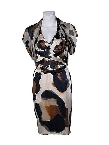 Versace Versace, silk printed dress with bolero (view 1)