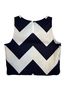Milly Chevron-herringbone White Blue Sleeveless Top Size 10 - photo 2