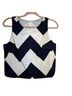 Milly Chevron-herringbone White Blue Sleeveless Top Size 10 - photo 1