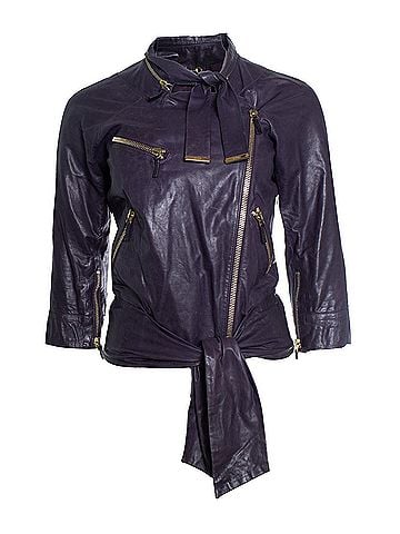 Gucci Gucci, Purple leather biker jacket (view 1)