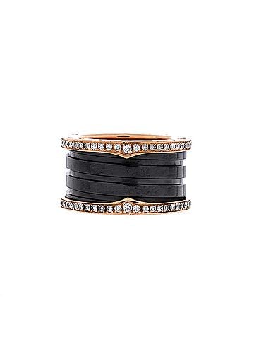 Bvlgari B.Zero1 Three Band Ring 18K Rose Gold and Ceramic with Diamonds (view 1)