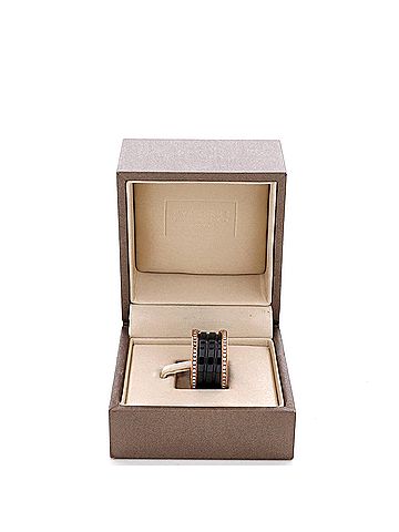 Bvlgari B.Zero1 Three Band Ring 18K Rose Gold and Ceramic with Diamonds (view 2)