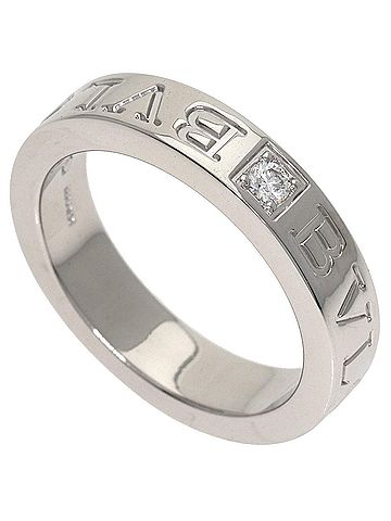 Bvlgari Bulgari Double Logo 1P Diamond Ring, 18K White Gold, Women's BVLGARI (view 1)