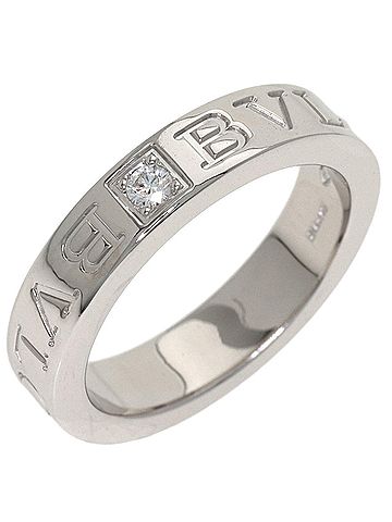 Bvlgari Bulgari Double Logo 1P Diamond Ring, 18K White Gold, Women's BVLGARI (view 2)