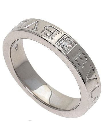Bvlgari Bulgari Double Logo 1P Diamond Ring, 18K White Gold, Women's BVLGARI (view 1)
