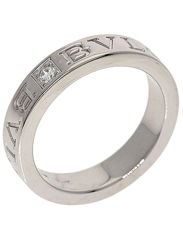 Bvlgari Bulgari Double Logo Diamond Ring, 18K White Gold, Women's BVLGARI (view 2)