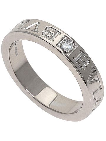 Bvlgari Bulgari Double Logo Diamond Ring, 18K White Gold, Women's BVLGARI (view 1)