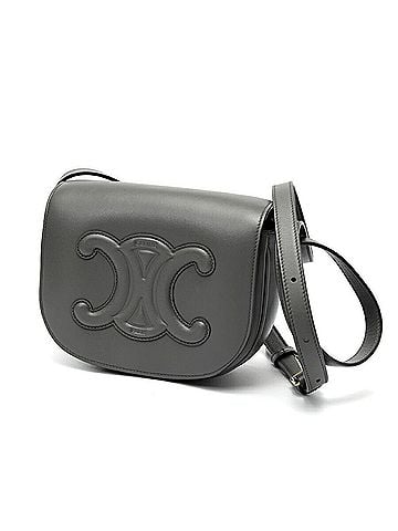 Céline Celine Folco Cuir Triomphe Shoulder Bag 19826, Smooth Calfskin, Gray (view 1)