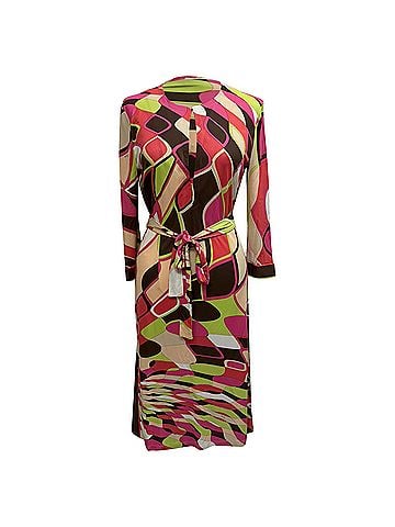Emilio Pucci Emilio Pucci Graphic-Print Tie-Waist Midi Dress in Multicolor Viscose (view 1)