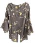 Lauren Conrad Floral Gray Yellow Pink Blue Blouse Size S - photo 2