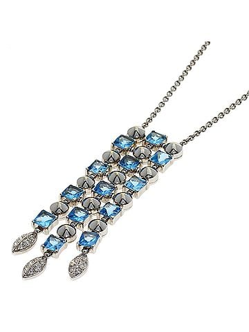 Bvlgari Bulgari Lucia Blue Topaz Diamond Necklace 18K White Gold Women's BVLGARI (view 1)