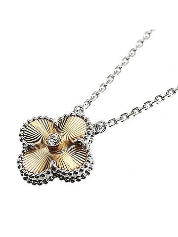 Van Cleef & Arpels Van Cleef &amp; Arpels Vintage Alhambra Necklace VCARPNTH00 18KWG White Gold 18KPG Pink 7.5g 37cm 41cm 2024 Holiday Limited Edition Women's (view 1)