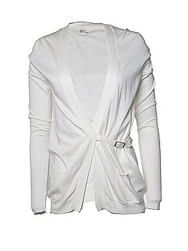 Hermès Hermes, white cardigan with buckle belt (view 1)