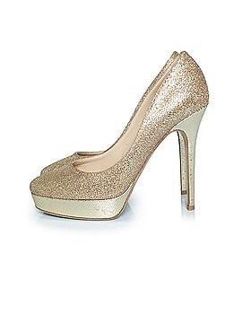 Jimmy Choo Jimmy Choo Fabric glitter platform pumps in gold (view 2)