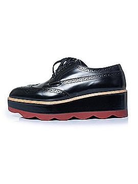 Prada Prada, shiny leather broque platform sneakers (view 2)