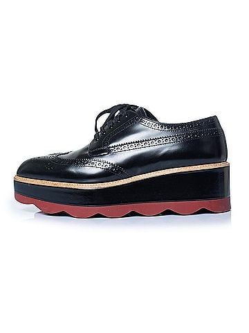 Prada Prada, shiny leather broque platform sneakers (view 2)