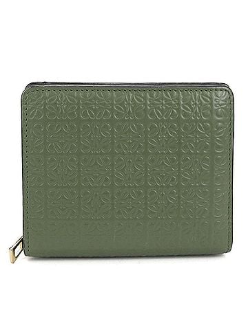 Loewe LOEWE (Loewe) Bi-fold wallet, Repeat Anagram, Women's, Green (view 1)