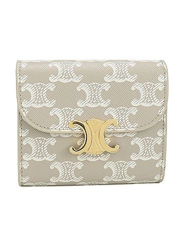 Céline CELINE Celine Tri-fold Wallet 10D782CQH Small Flap Triomphe Canvas Women's Beige (view 1)