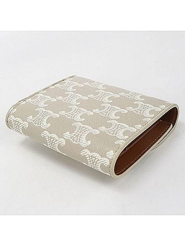 Céline CELINE Celine Tri-fold Wallet 10D782CQH Small Flap Triomphe Canvas Women's Beige (view 2)